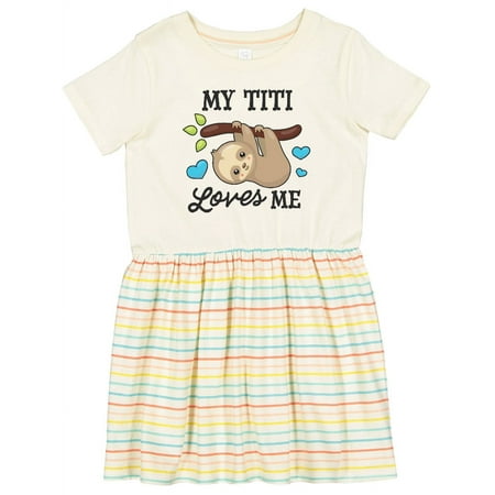 

Inktastic My Titi Loves Me with Sloth and Hearts Girls Toddler Dress