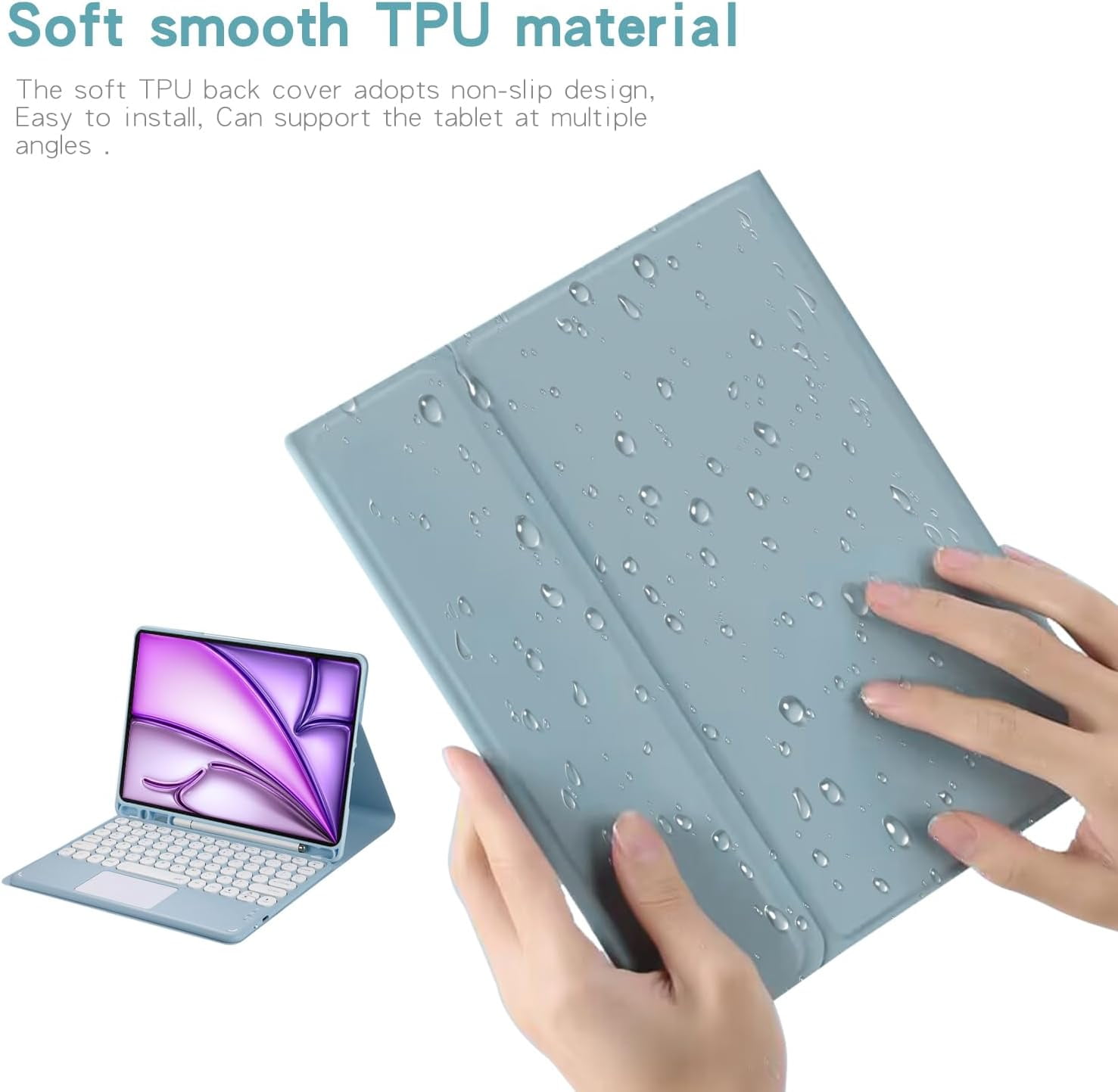 Touch Keyboard Case for iPad Air 13 inch (M2) 2024 with Pencil Holder - Magnetically Detachable Touch Bluetooth Keyboard