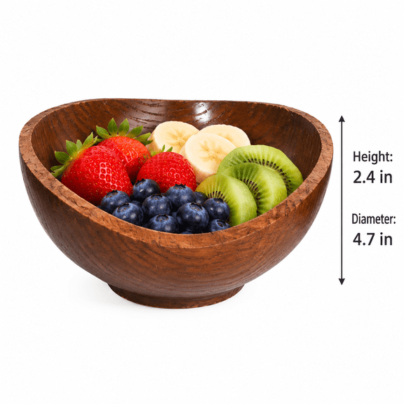 Wood Ingot Shaped Bowl Wooden Food Storage Bowl Fruit Snack Serving Bowl Wooden Bowls for Food for Kitchens, Dining Rooms, Picnics, Parties, Buffets