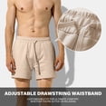 thumbnail image 4 of Men's Cotton Casual Shorts with Pockets Soft Elastic Wasit Shorts, 5" Inseam, Light Khaki, 4 of 6