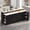 Black+White Marble Finish, variant on Advwin 92.5" Two-Tier Kitchen Island with Storage, Sliding Track Power Outlet & LED Light, Large Stationary Breakfast Bar with Pull-Out Drawer & Adjustable Shelves, White+White Marble Finish