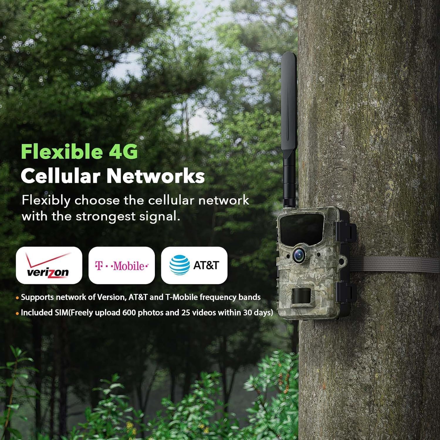 CAMPARK Cellular Trail Camera 4G LTE Send Picture to Cell Phone, Game Cameras with Night Vision Motion Activated Waterproof, Hunting Camera APP Control for Hunting Wildlife Monitoring