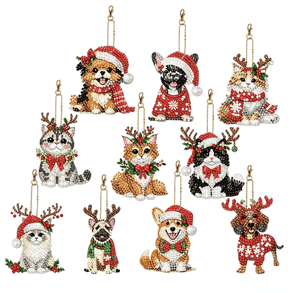 Diamond Painting Kit Featuring Pre-Cut Diy Keychain Kit with Resin Drills, Holiday Christmas Diamond Painting Craft Set with Glitter Accents for Relaxing at Home, Seasonal