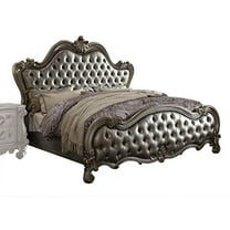 ACME Versailles II CK Bed, Silver Synthetic Leather & Antique Platinum