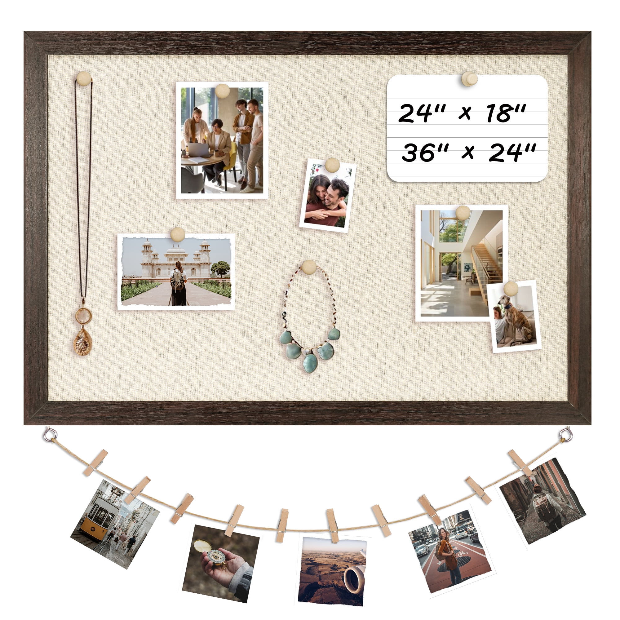 DOLLAR BOSS Double-sided Linen-Covered Pink Cork Bulletin Board, 24 "x 36" Large Poster Board Message Board for Wall Decor for Home Office, Wall Mounted Pin Board Picture Board, Black Wood Frame