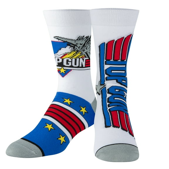 ODD SOX Top Gun Pilot Split Crew Socks White 80s Movie-Themed Socks Size Large for Men & Women Cool