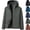 Gray, variant on Men's Windproof Raincoat Jacket Fleece Lined Water Resistant Hooded Active Windbreaker with Chest Pocket for Outdoor Cold Weather Workwear, Black, XXXL