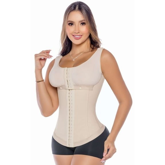 Fiorella Shapewear Powernet Post Surgery Partum Vest Bra Women Girdle Fajas Reductoras Colombianas Moldeadoras Chaleco Biege 629N