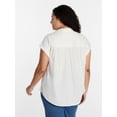 thumbnail image 2 of Terra & Sky Women's Plus Linen Blend Camp Shirt, Sizes 0X-5X, 2 of 3