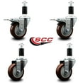 thumbnail image 2 of 5 Inch Maroon Poly Swivel 1-3/8 Inch Expanding Stem Caster Set 2 Brakes, 2 of 2