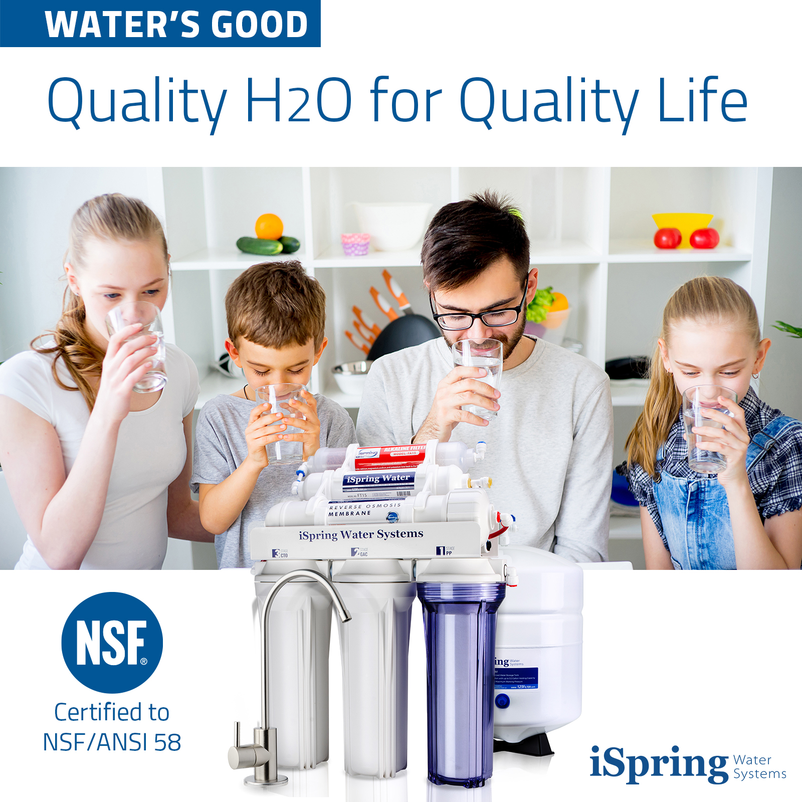 iSpring RCC7AK, NSF Certified 75 GPD, 6-Stage Reverse Osmosis System, pH+ Alkaline Remineralization RO Water Filter System Under Sink, Superb Taste Drinking Water Filter - image 3 of 8