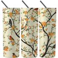 thumbnail image 4 of Flower and bird print retro tumbler with lid and straw 20 oz insulated tumbler cups Flower and bird print retro insulated travel coffee mugs for women cute sippy cups stainless insulated travel cups, 4 of 7