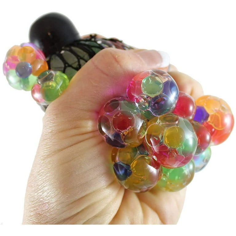 SET of 2 Mesh Rainbow Gel Beads Water Bead Net Mesh Stress Ball - Gooey Squish Sensory Squeeze Balls - Walmart.com