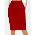 thumbnail image 6 of Red High-Waisted Bodycon Pencil Skirt Slim Fit Midi Length Solid Color, 6 of 7