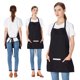 thumbnail image 3 of Jubatus 2 unidades 3 bolsillos 100% algodón ajustable babero delantal chef cocina delantales para mujeres hombres negro, 3 of 5