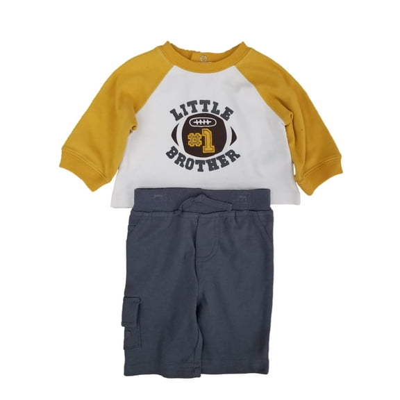 Infant Boys 2-Piece Little Brother #1 Long Sleeve Shirt & Pants Set