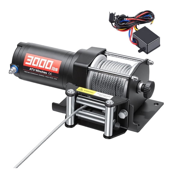 3000lbs ATV Winch, 12V Electric Winch for UTV, Steel Rope & Remote Control