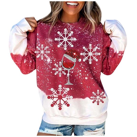 Ichuanyi Womens Fall Tops, Women Fashion O-neck Christmas Long Sleeves Tops Blouse Pullover Sweatshirt