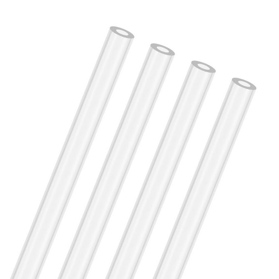 4-Pack Clear Rigid Acrylic Pipe, 2mm[0.08"] ID x 4mm[0.16"] OD Plastic Round Tube for Water Cooling System/Lamps/Fountains/Aquariums [305mm/12IN]