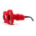 thumbnail image 3 of Super Funky Masquerade Fur Jewel Brooch Octagon Plastic Sunglasses Red - Black, 3 of 4