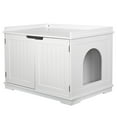 thumbnail image 2 of ZENY Double Door Hidden Cat Litter Box Enclosure Storage Cabinet MDF Frame Cat House, White, 2 of 10