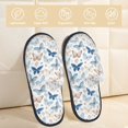 thumbnail image 2 of Bixox Men's Women's Butterfly Patterned Plush House Slippers, Memory Foam Slippers, Indoor and Outdoor Warm Plush Bedroom Shoes, Soft Flat Sole, Comfortable and Non-slip, 2 of 5