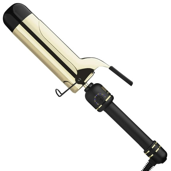 HOT TOOLS 24K Gold Extended Barrel Spring Curling Iron 2" with Clamp for Loose Bouncy Curls
