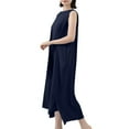 thumbnail image 6 of Dresses For Women Summer Casual Sleeveless Crew Neck Flowy Maxi Tank Dresses Straight Sundresses for Women Trendy Navy Free Size, 6 of 7