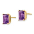 thumbnail image 6 of 14K Yellow Gold 9x7mm Emerald Cut Amethyst Stud Earrings, 6 of 7