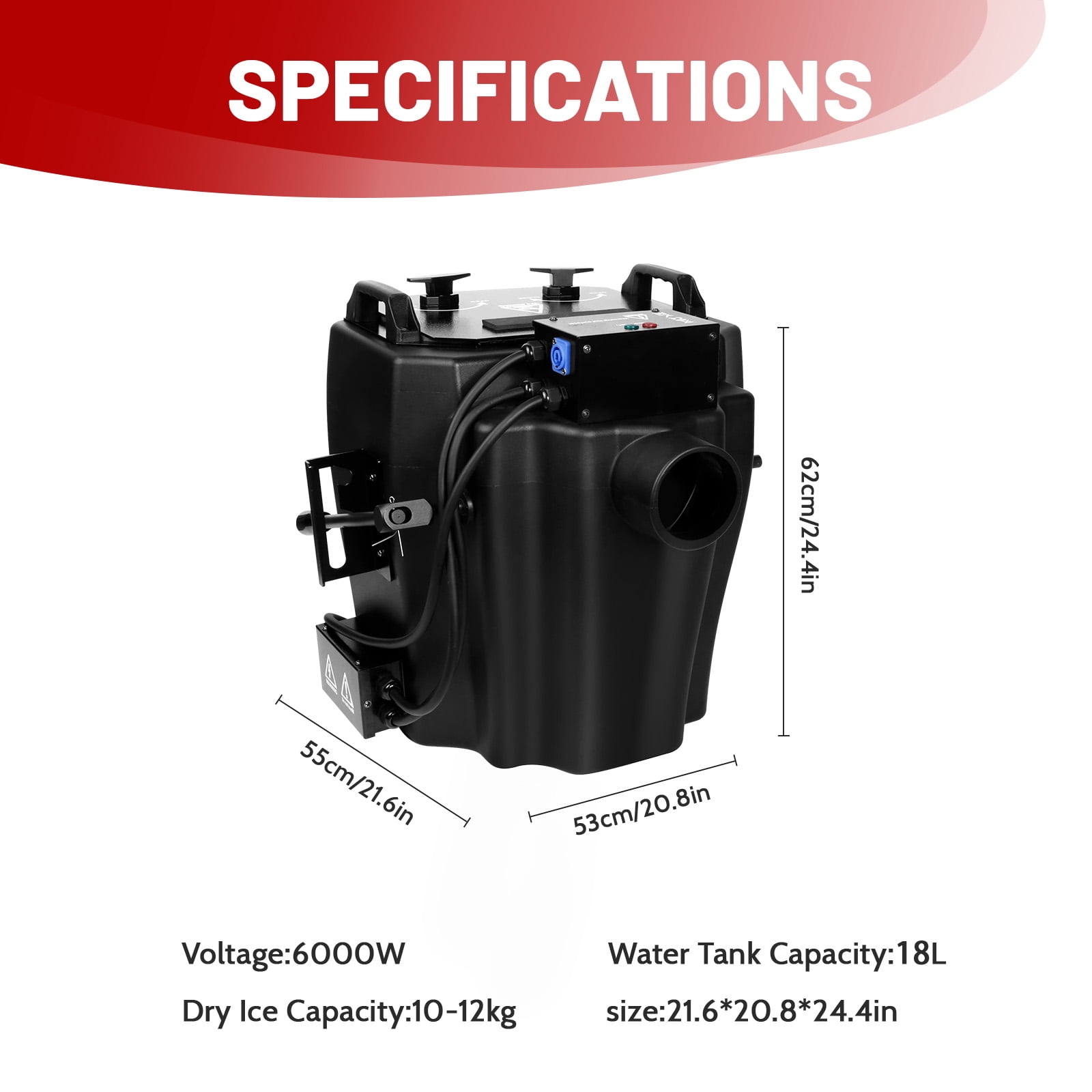 ‌High-Performance Low-Lying Fog Generator 6000W - Dual-Mode Manual/DMX Control, CE/ROHS Certified for Indoor/Outdoor Events, Weddings, Clubs & Film Productions‌