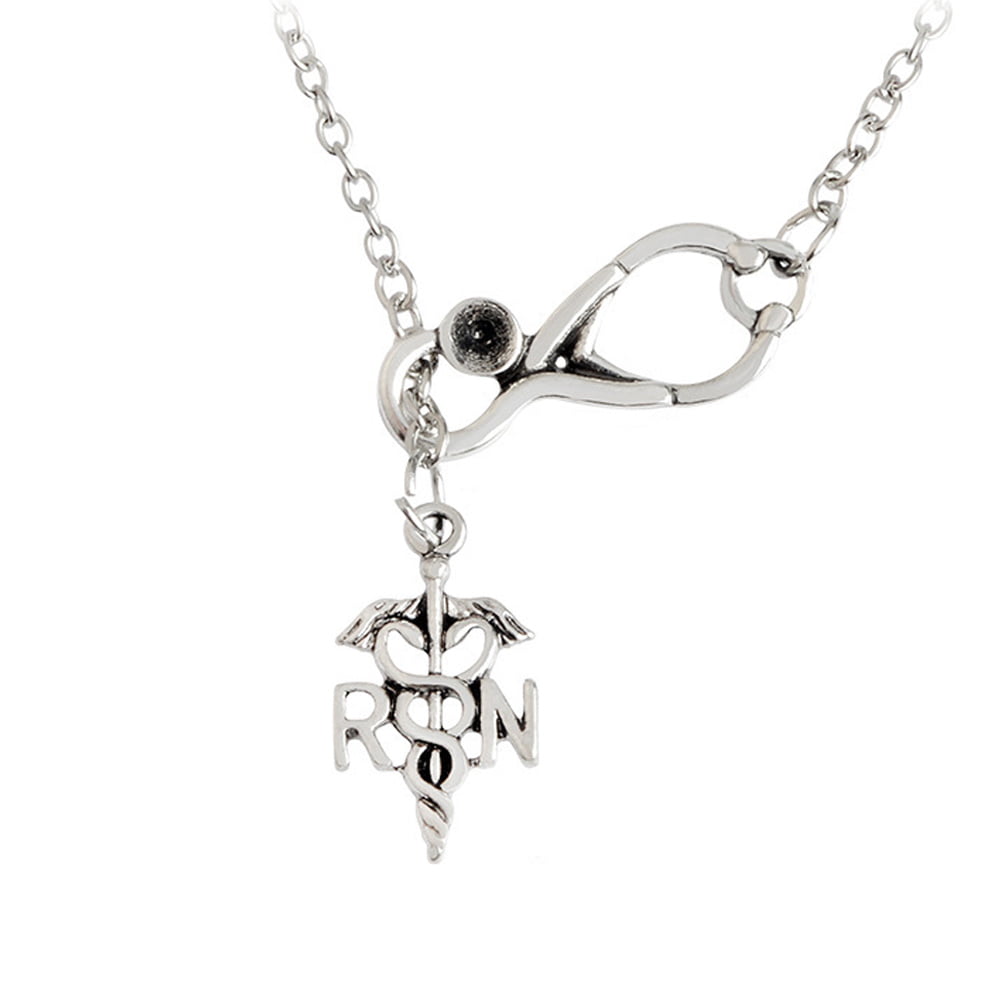 8 LPN Faith Infinity Toggle Chain Bracelet Silvertone Caduceus
