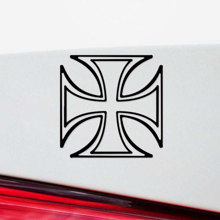 Biomar Labs 3D Gel Silicone Iron Cross Stickers - 2 Pack, Silver Black, 50x40mm For Car, Laptop, Phone