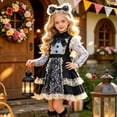 thumbnail image 5 of YUANxueke Girls Medieval Vintage Themed Costume 4-Piece Set, Zipper Long Sleeve Lace Trim Dress with Headband Waist Sash Bow Ornament for Costume Party,Black,5 Years, 5 of 8
