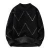 thumbnail image 3 of successthop Mens Sweaters Long Sleeve Sweater Chunky Crewneck Fall Winter Pullover Knitwear Casual Solid Knit Tops Black, 3 of 4