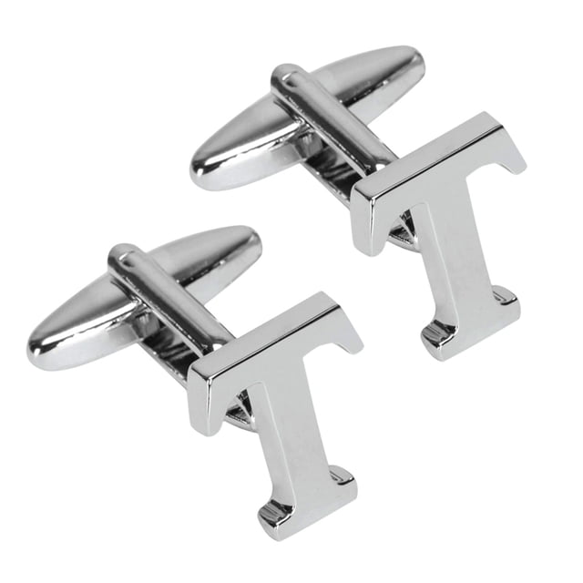 BodyJ4You 2PC Cufflinks Personalized Initials Letter T Men's Button Shirt Business Gift