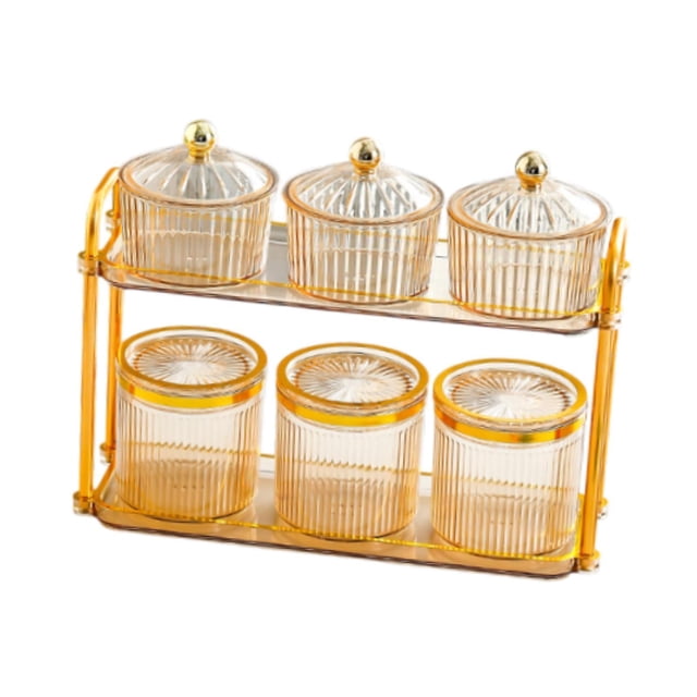 Contenedor secos, recipientes sellados para almacenar caramelos, bandeja dividida para refrigerios, bandeja para secos para el , Oro Redondo
