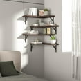 thumbnail image 7 of Corner Floating Shelves Wall Mounted Set of 4, Rustic Wood Storage Display Wall Shelves for Home Decor, Bathroom, Kitchen, Bedroom, Living Room, Office (Black), 7 of 7