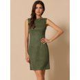 thumbnail image 4 of DARING DIVA Faux Suede Boat Neck Sleeveless Sheath Dress L Army Green, 4 of 6