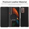 thumbnail image 3 of Compatible Samsung Galaxy Z Fold 2 5G 2020 Leather Case with Wallet Card Function, Anti Scratch Shockproof Bumper Case for Samsung Galaxy Z Fold 2 5G Fiber Black, 3 of 7
