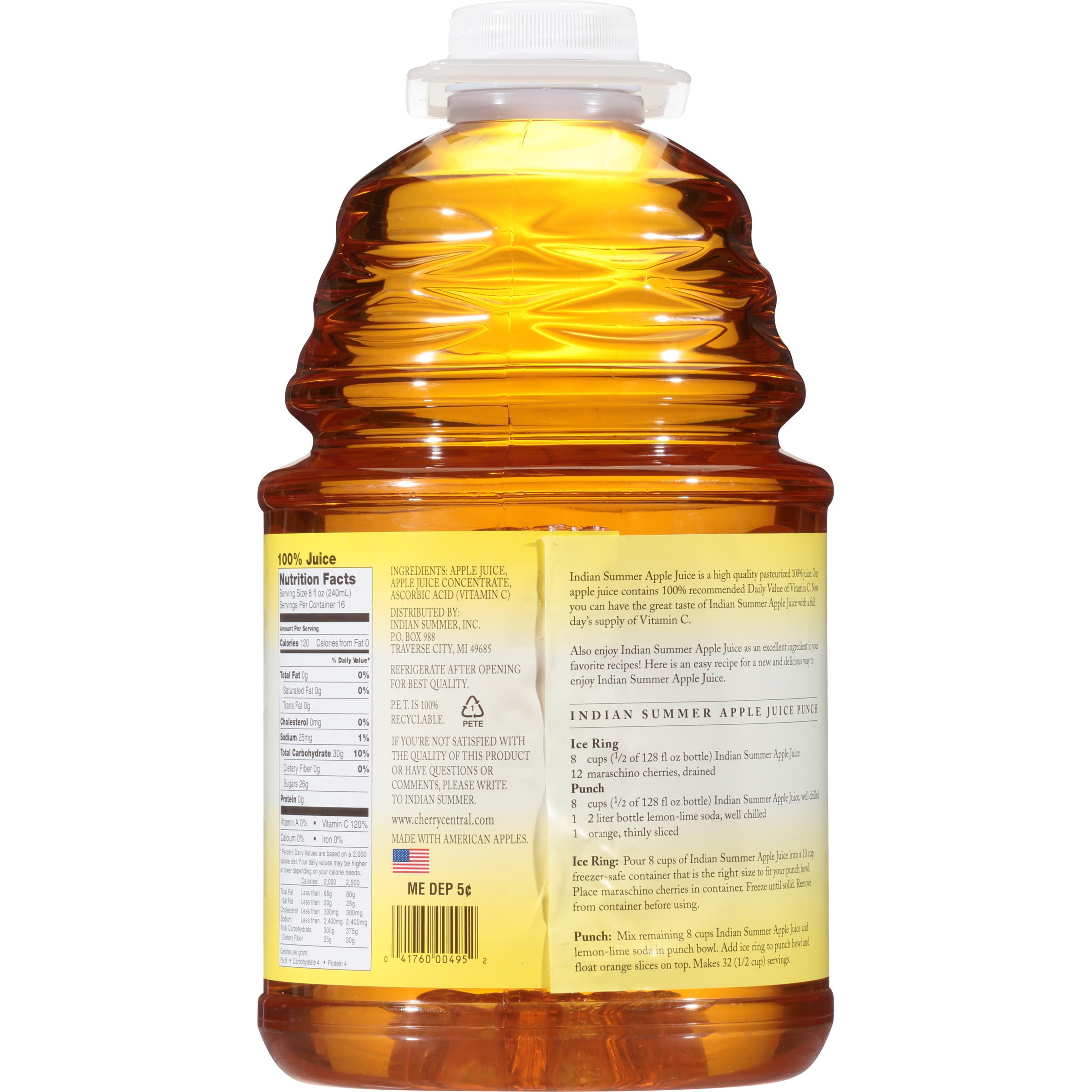 Indian Summer Premium Apple Juice, Made from Fresh Pressed Apples, 128 fl oz - image 3 of 6