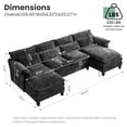 thumbnail image 3 of JONPONY 109" Oversized Modular Sectional Sofa with Double Cushion Sleeper Chaise,Modern Comfy Boucle Couch with Waist Pillows for Living Room,Black, 3 of 12