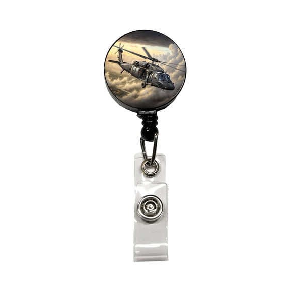 UH-60 Black Hawk US Helicopter Retractable Reel ID Badge Key Card Name Tag Holder with Clip