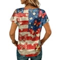 thumbnail image 5 of KDDYLITQ 250 Year Anniversary Shirt for Women Usa Star Stripes Crew Neck Blousees Flag Short Sleeve Lightweight Tops Causal Loose Fit Tees Deep Red 2XL, 5 of 5