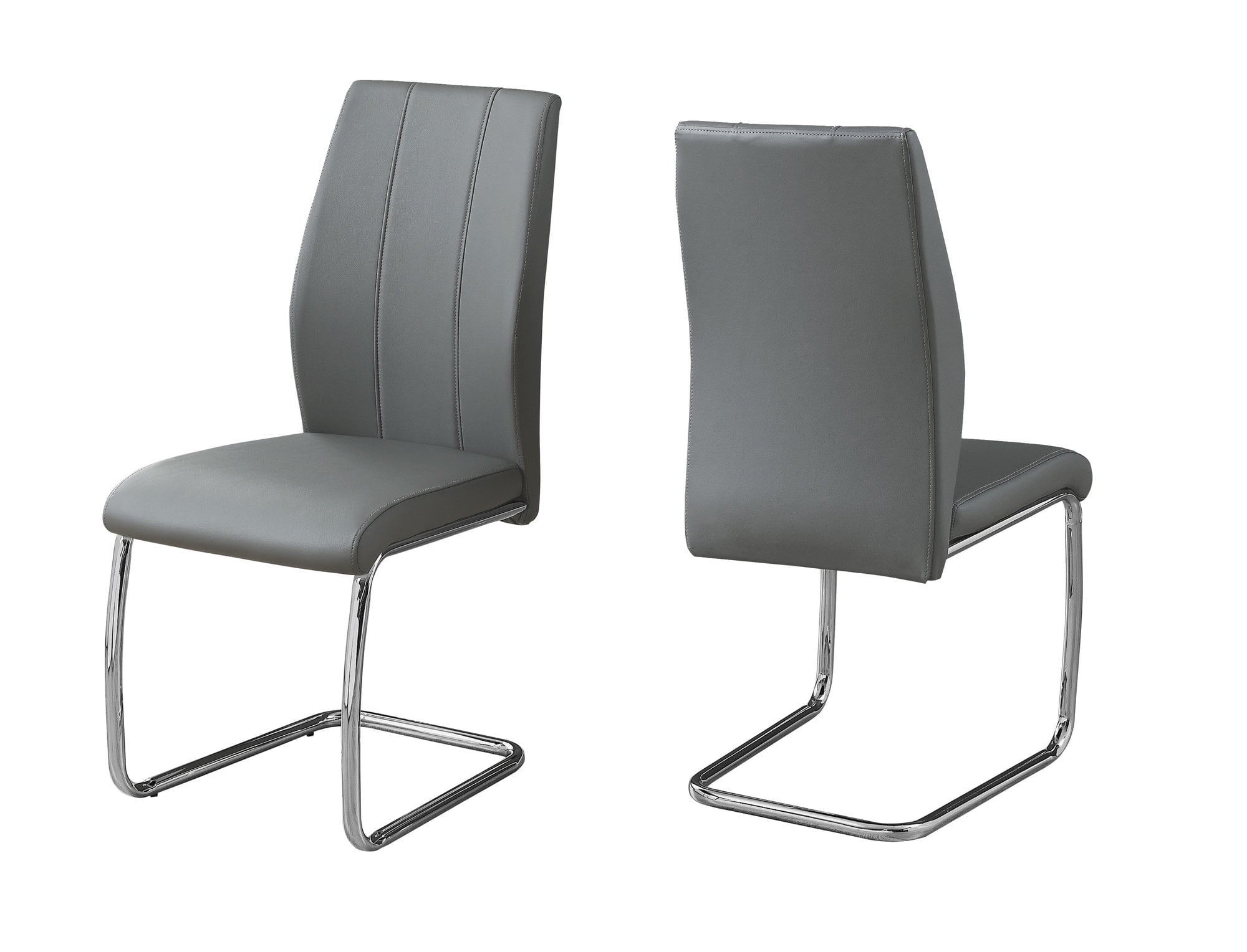 DINING CHAIR 2PCS / 39"H / GREY LEATHERLOOK / CHROME