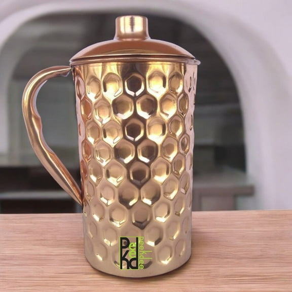 Peekdee Pure Copper 2 Liter Diamond Jug Handcrafted Health Benefits Pitcher For Gifting