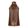 thumbnail image 3 of Pejock Women's Halter Tank Top Shirt Casual Sleeveless Summer Basic Tank Shirt Vest Brown S (US Size:4), 3 of 5