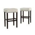 thumbnail image 2 of Erika Brown Backless Leather Bar Stool (Set of 2), 2 of 5