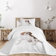 thumbnail image 3 of Ambesonne Beagle Quilted Bedspread Set 2 Pcs, Puppy Dog Friend Posing, Twin Size, Cinnamon Black White, 3 of 6