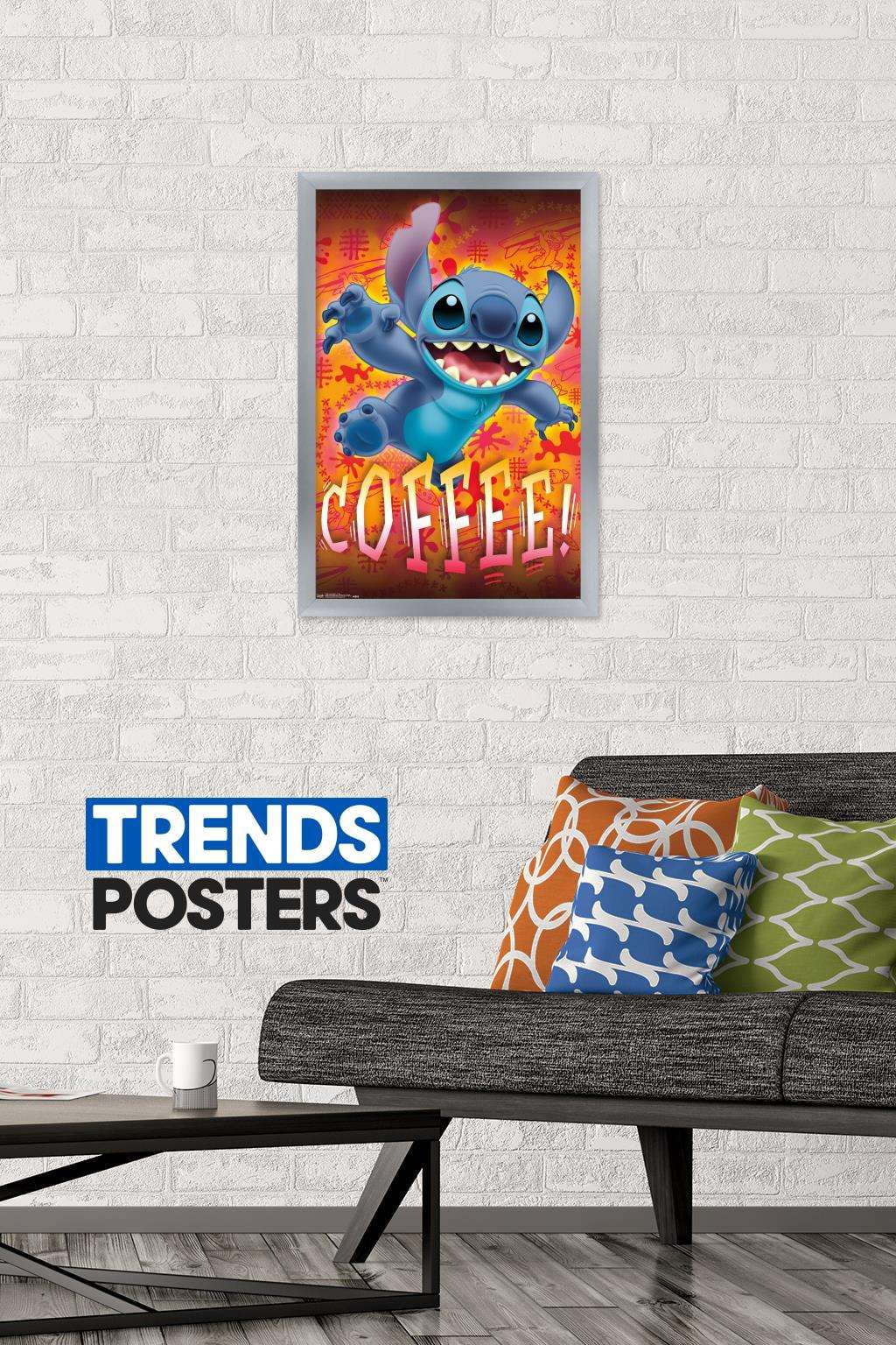 Disney Lilo and Stitch - Coffee Wall Poster, 14.725" x 22.375", Framed