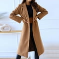 thumbnail image 2 of Women Winter Overcoat Elegant Double-breasted Solid Color Long Sleeve Loose Warm Mid-calf Length Turn-down Collar Lady Winter Coat Female Clothes, 2 of 7